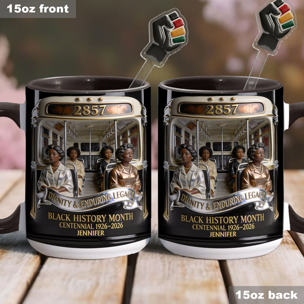 Black History Month - Personalized African American Set Accent Mug with Acrylic Stirrers