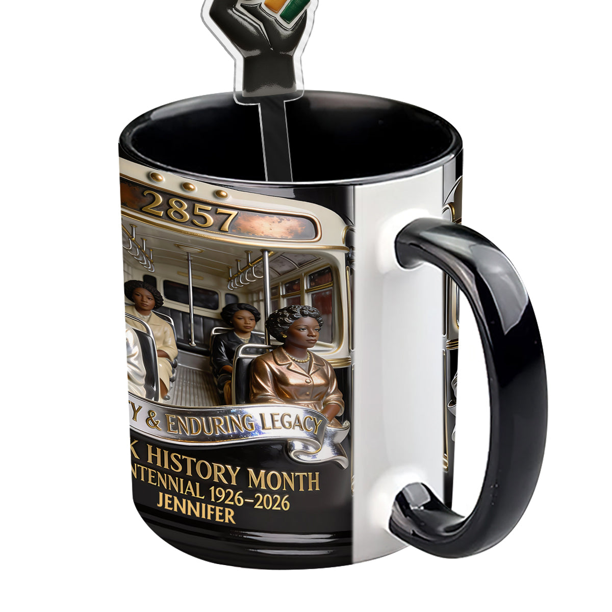 Black History Month - Personalized African American Set Accent Mug with Acrylic Stirrers