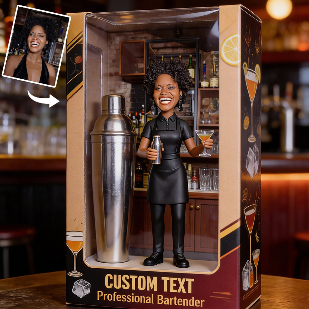 Bartender With Shaker & Tools - Bar Decor - Personalized Bartender Custom Shaped Acrylic Plaque