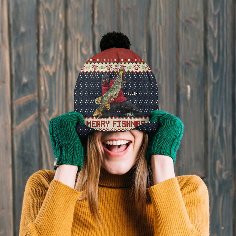 Merry Fishmas - Personalized Fishing Beanie Hat