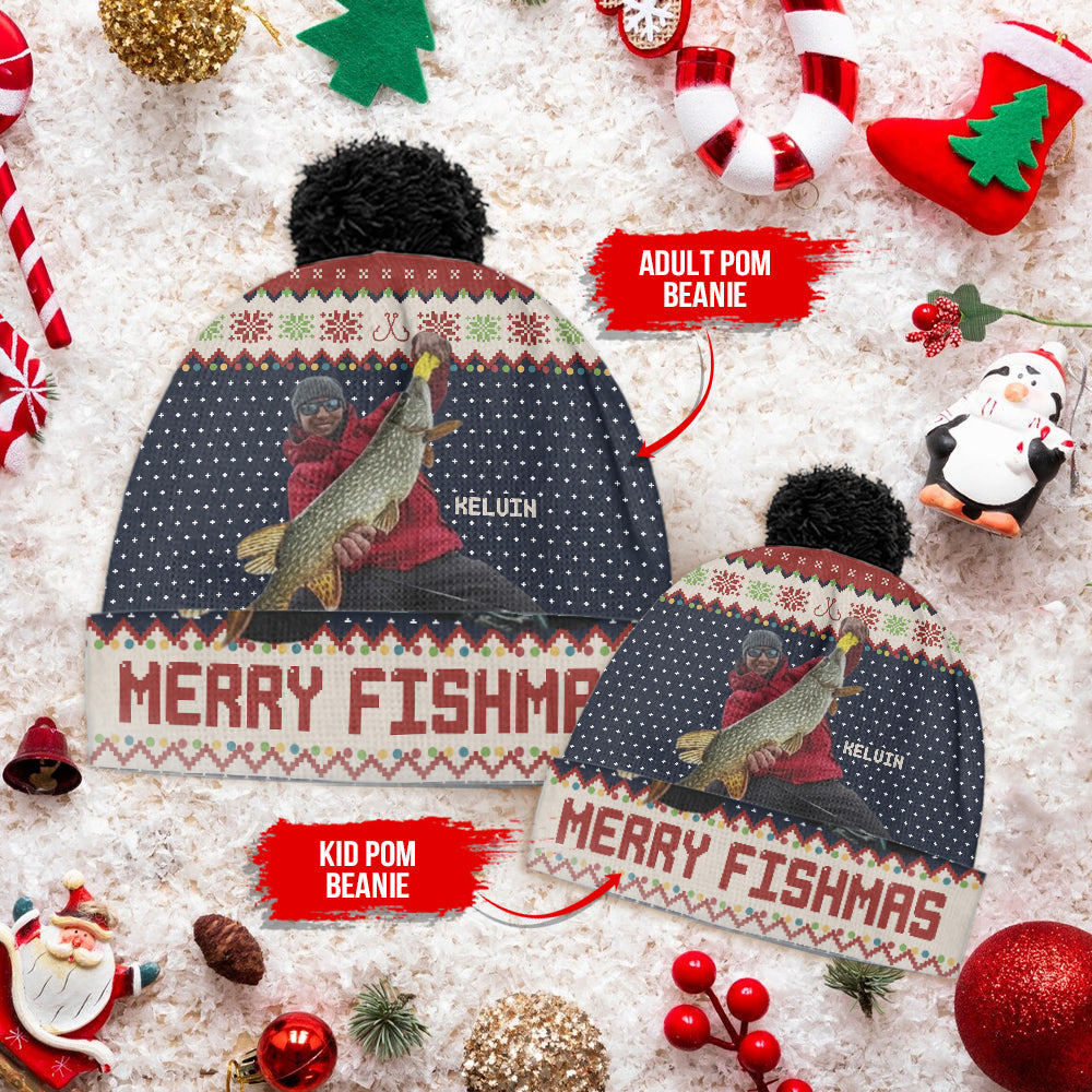Merry Fishmas - Personalized Fishing Beanie Hat