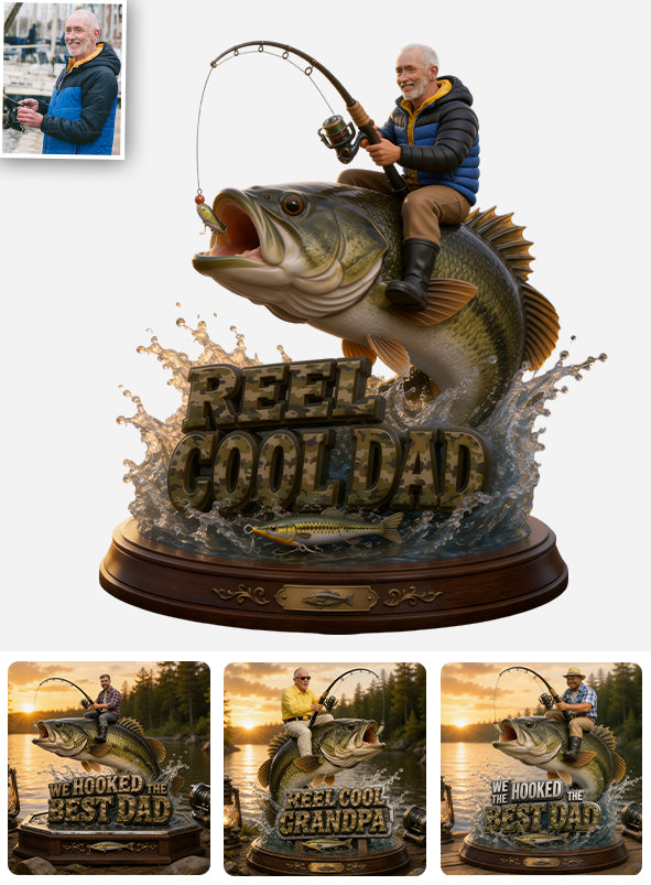 Reel Cool Dad, Fishing Dad Gift - Personalized Fishing Custom Shaped Acrylic Plaque