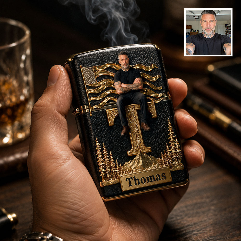 Custom Any Photo, Monogram Letter - Personalized Real Men Lighter