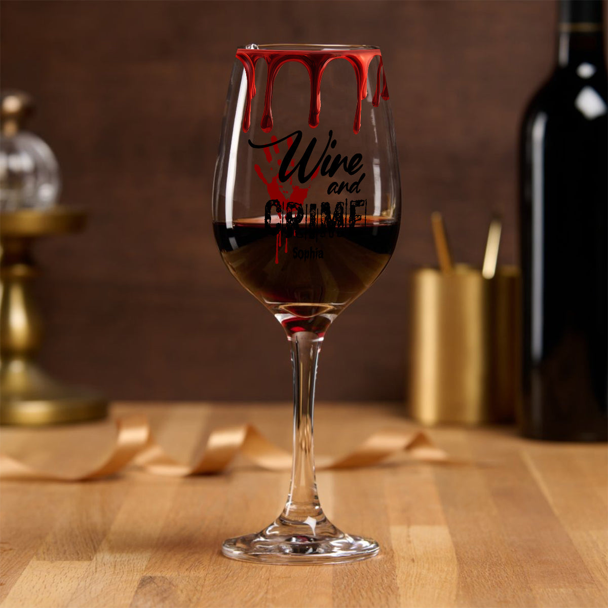 True Crime & Wine - Personalized True Crime Wine Glass With Long Stem