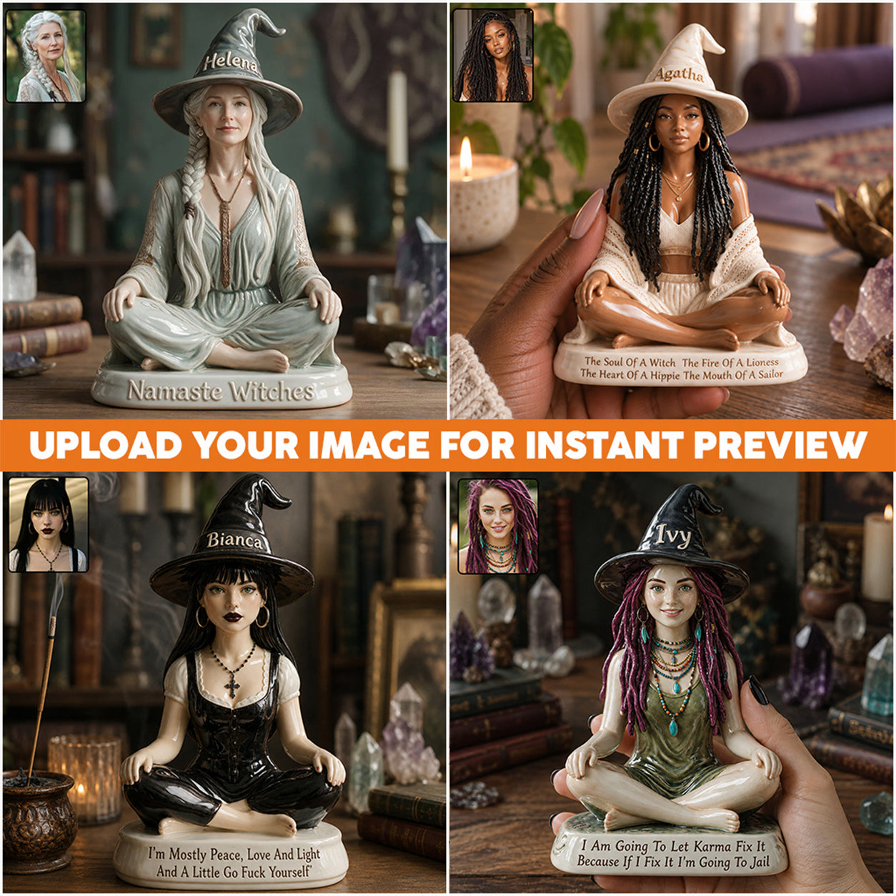 Namaste Witches - Personalized Witch 3D Plaque