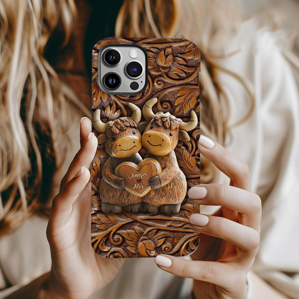 Cute Highland Cow Couple - Personalized Highland Cow Full Print Phone Case
