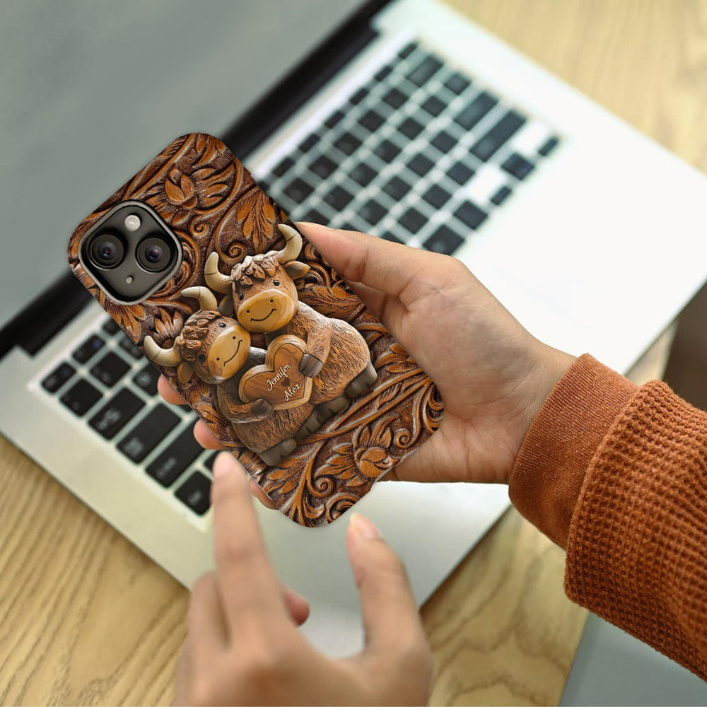 Cute Highland Cow Couple - Personalized Highland Cow Full Print Phone Case