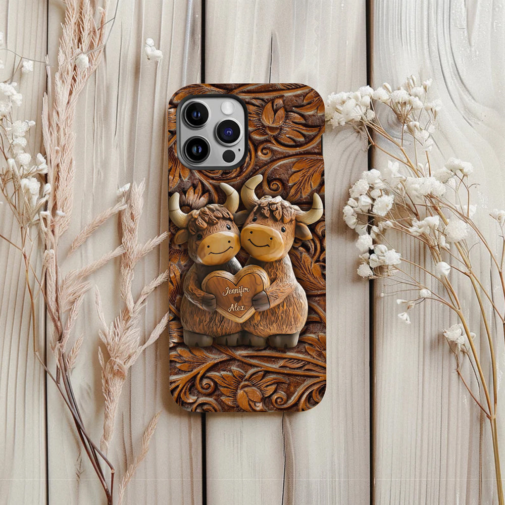 Cute Highland Cow Couple - Personalized Highland Cow Full Print Phone Case