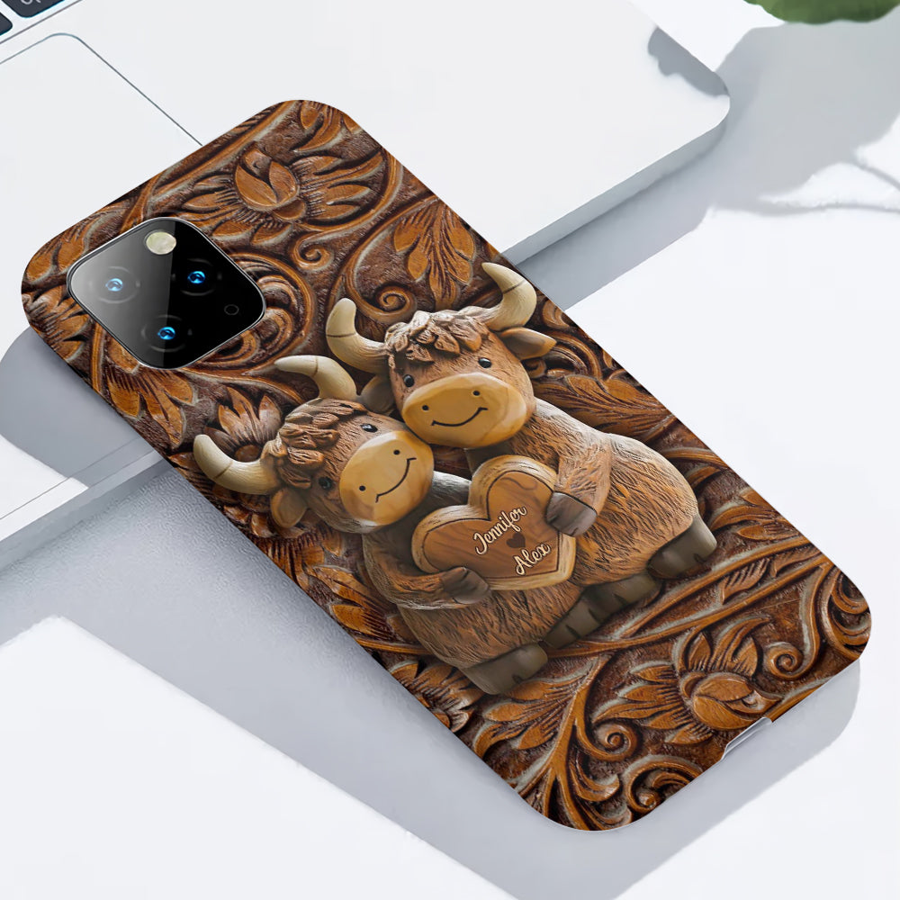 Cute Highland Cow Couple - Personalized Highland Cow Full Print Phone Case