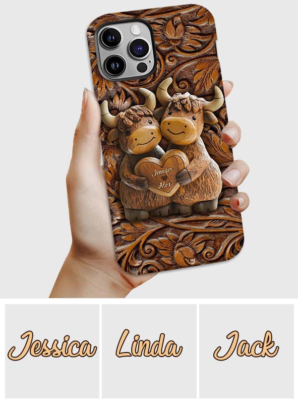Cute Highland Cow Couple - Personalized Highland Cow Full Print Phone Case