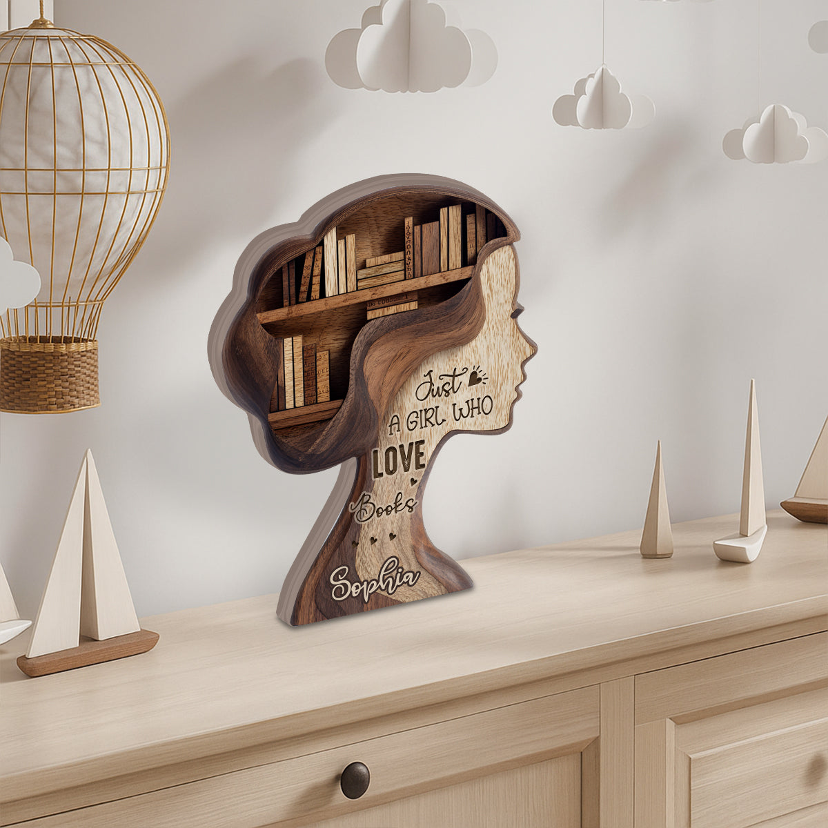 Just A Girl Who Loves Books - Personalized Book Custom Shaped Wood Plaque