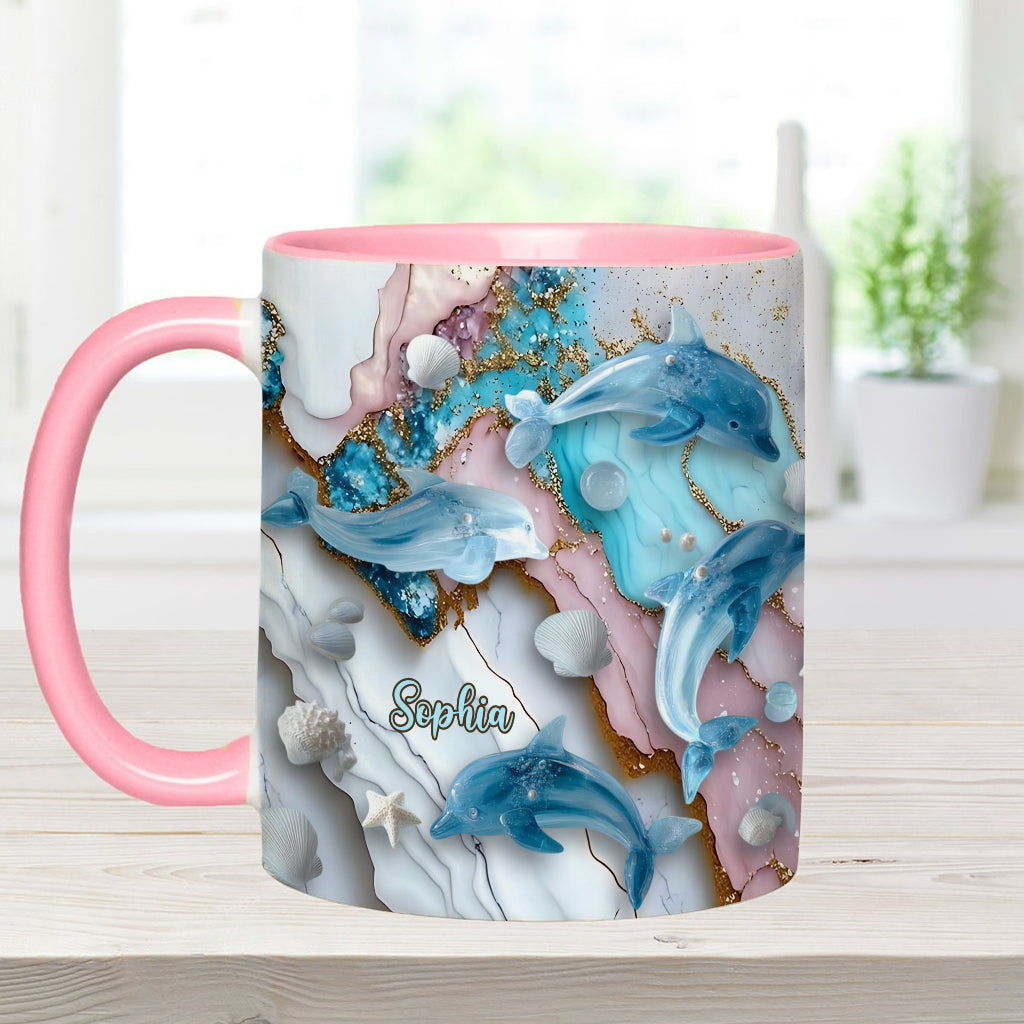 Salty Lil' Beach Turtle Mermaid Seahorse Dolphin - Personalized Sea Lover Accent Mug