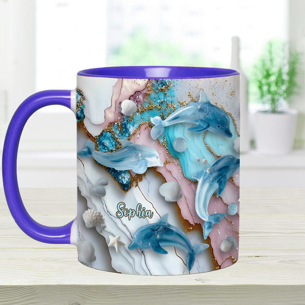 Salty Lil' Beach Turtle Mermaid Seahorse Dolphin - Personalized Sea Lover Accent Mug