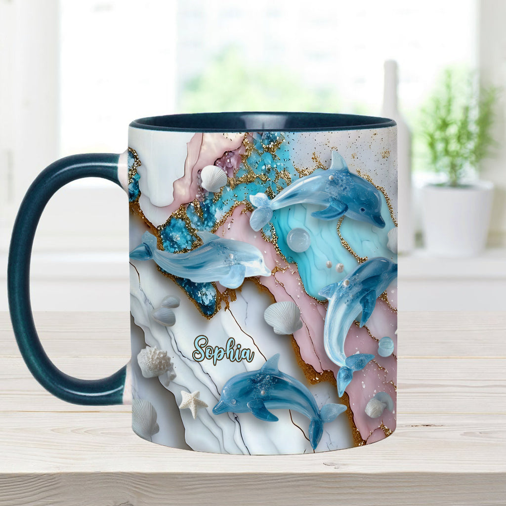 Salty Lil' Beach Turtle Mermaid Seahorse Dolphin - Personalized Sea Lover Accent Mug