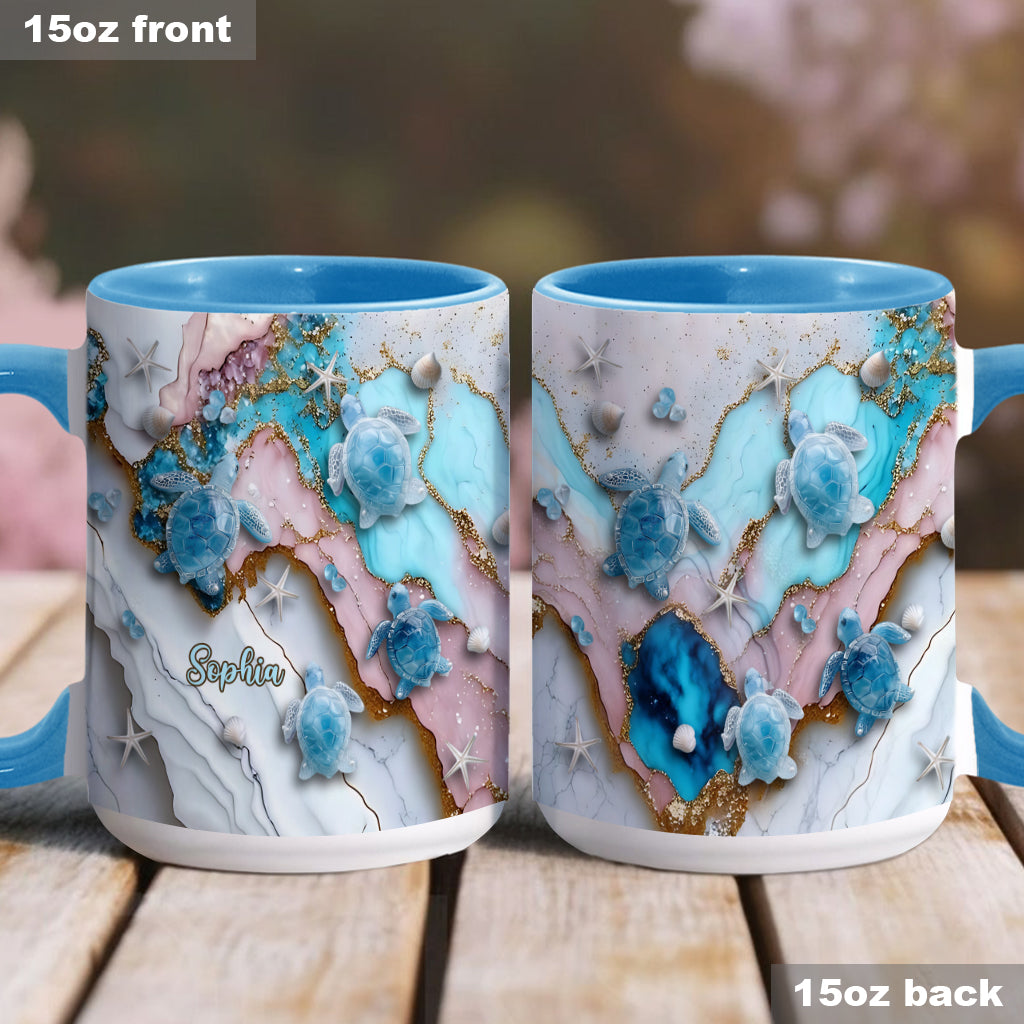 Salty Lil' Beach Turtle Mermaid Seahorse Dolphin - Personalized Sea Lover Accent Mug