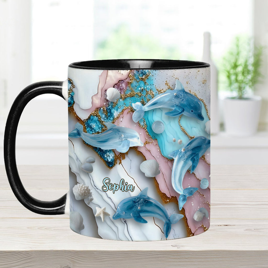 Salty Lil' Beach Turtle Mermaid Seahorse Dolphin - Personalized Sea Lover Accent Mug