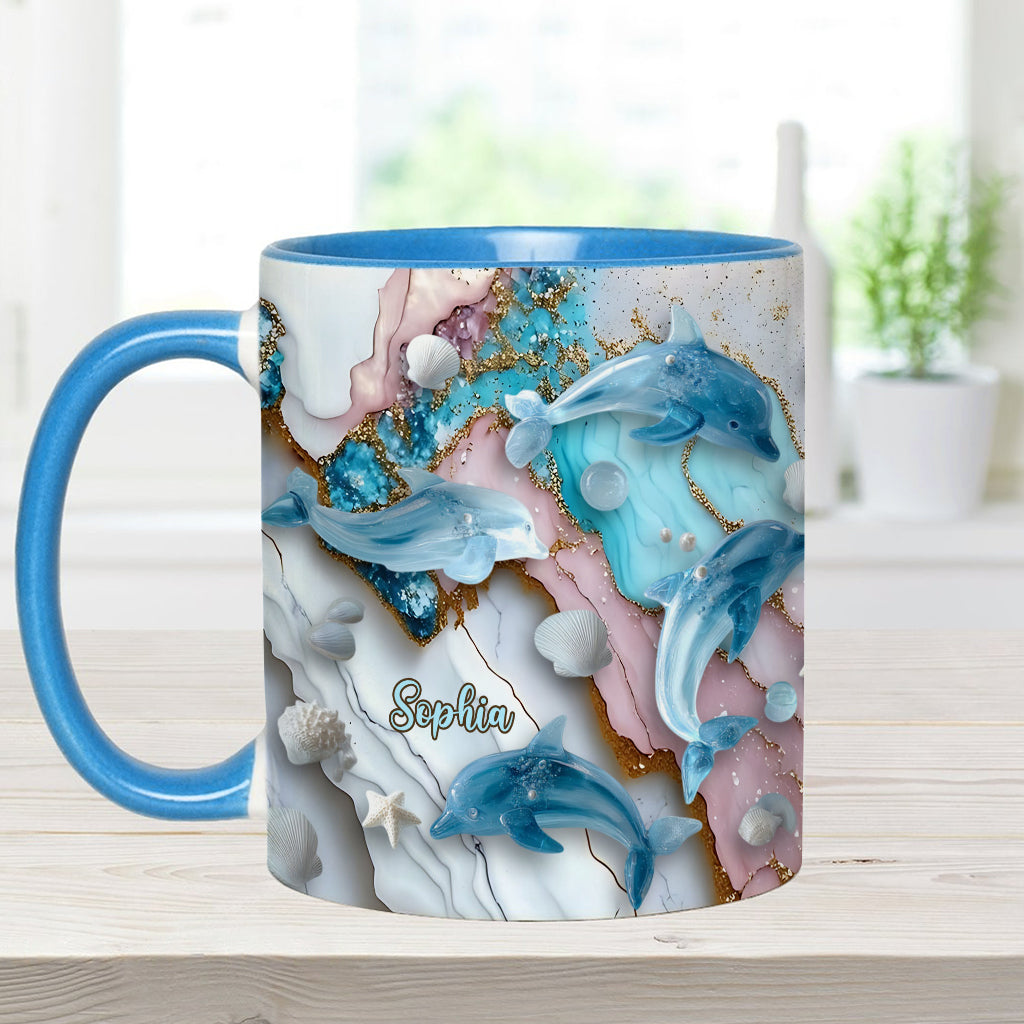 Salty Lil' Beach Turtle Mermaid Seahorse Dolphin - Personalized Sea Lover Accent Mug