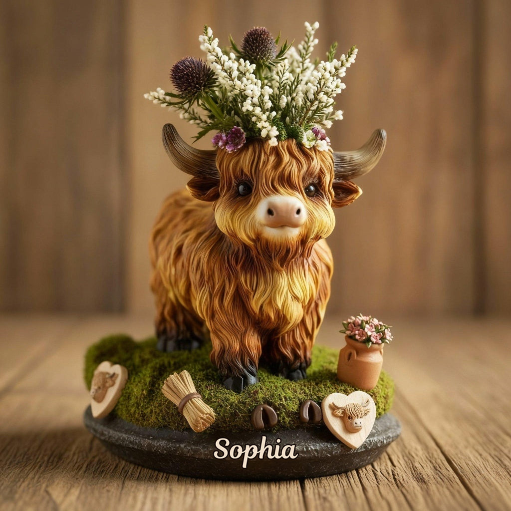 Adorable Cow - Personalized Highland Cow Custom Shape Acrylic Flower Vase