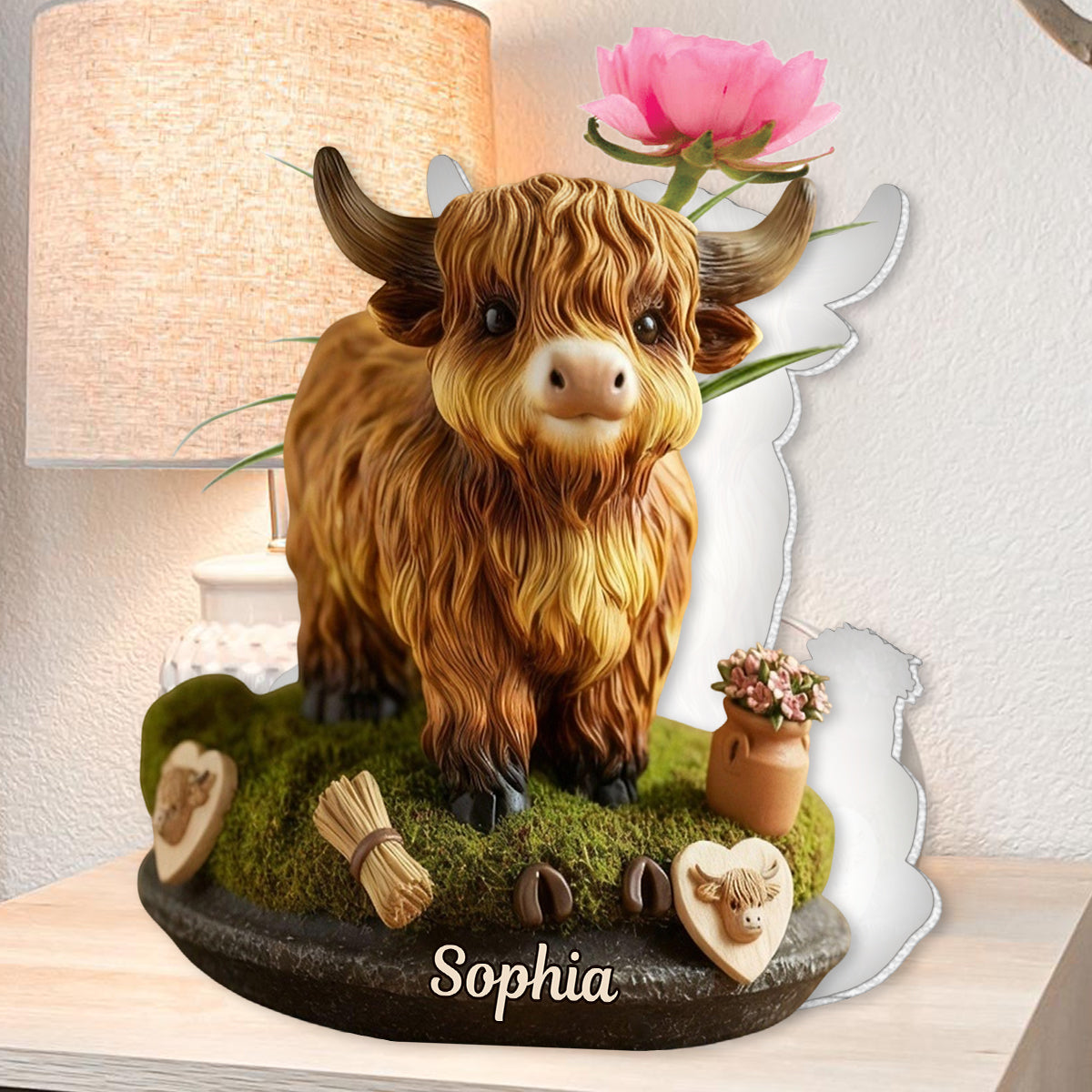 Adorable Cow - Personalized Highland Cow Custom Shape Acrylic Flower Vase