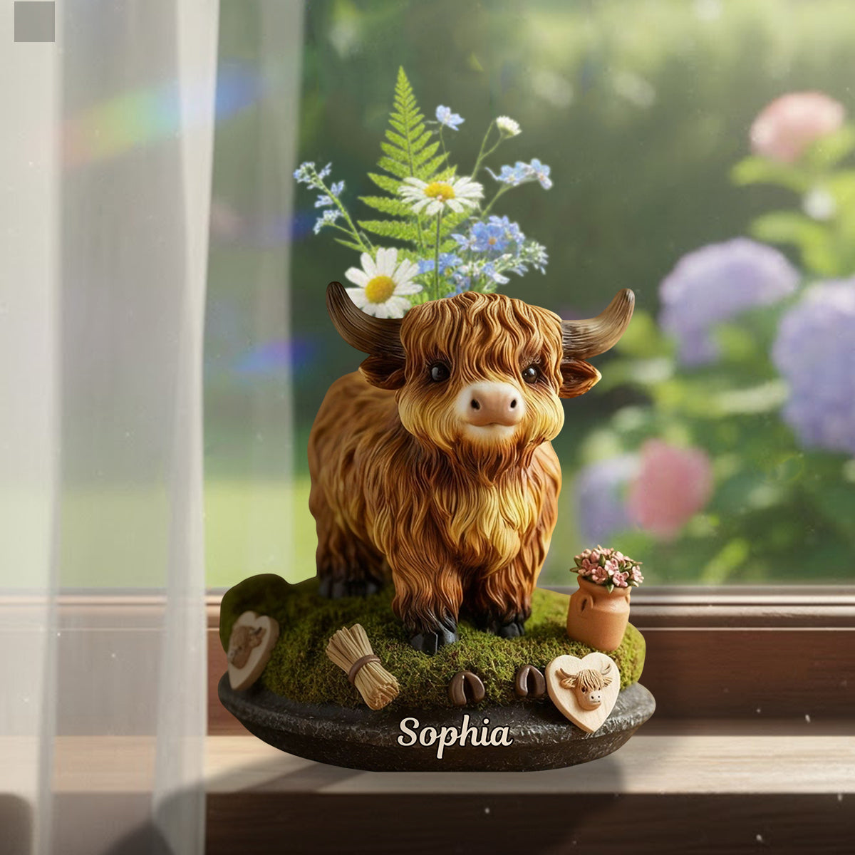 Adorable Cow - Personalized Highland Cow Custom Shape Acrylic Flower Vase