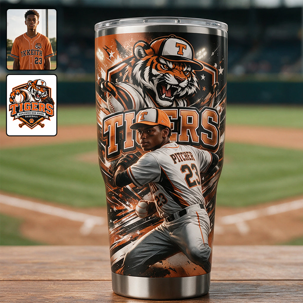 Custom Any Team, Any Photo - Personalized Baseball Tumbler
