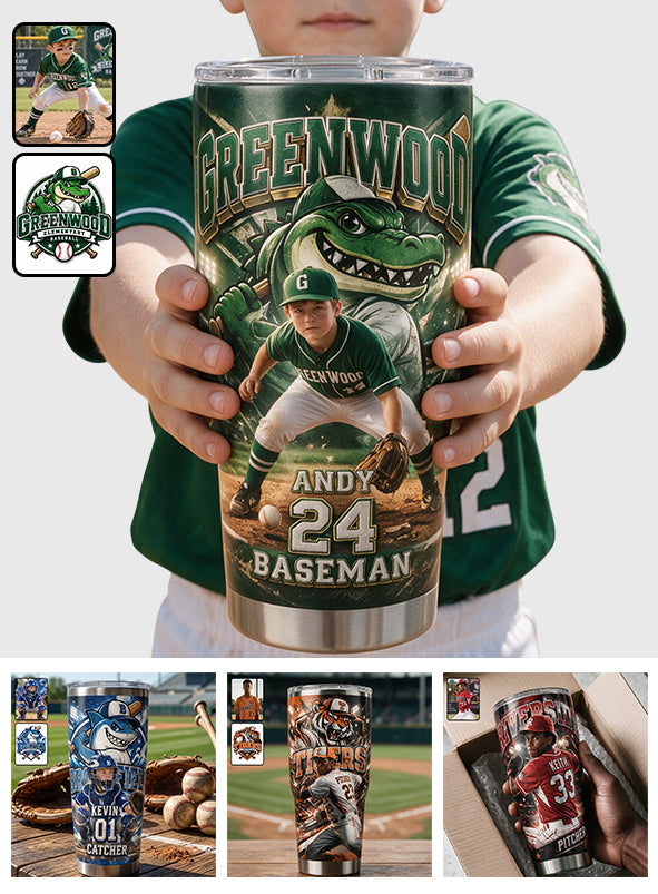 Custom Any Team, Any Photo - Personalized Baseball Tumbler