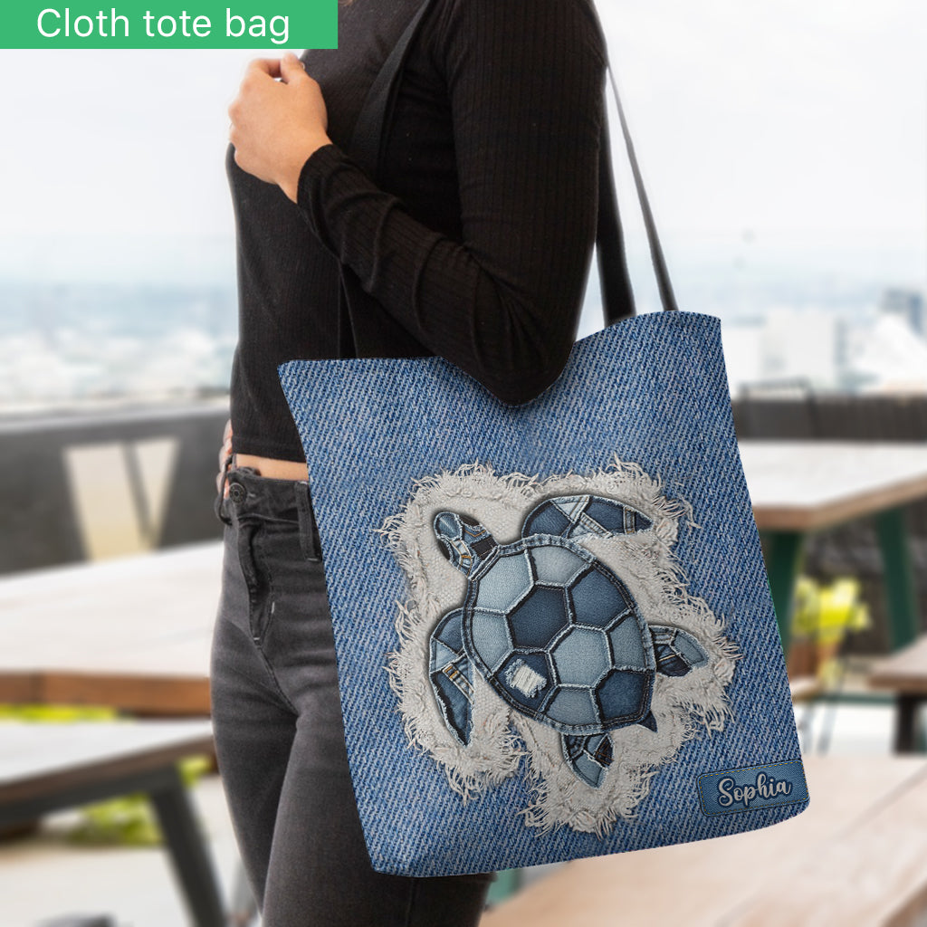 Blue Turtle - Personalized Turtle Tote Bag