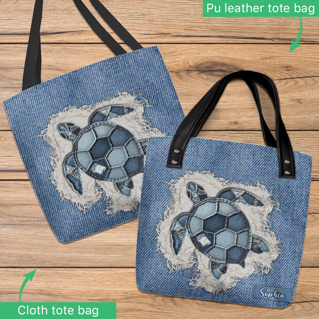 Blue Turtle - Personalized Turtle Tote Bag