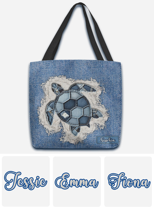 Blue Turtle - Personalized Turtle Tote Bag