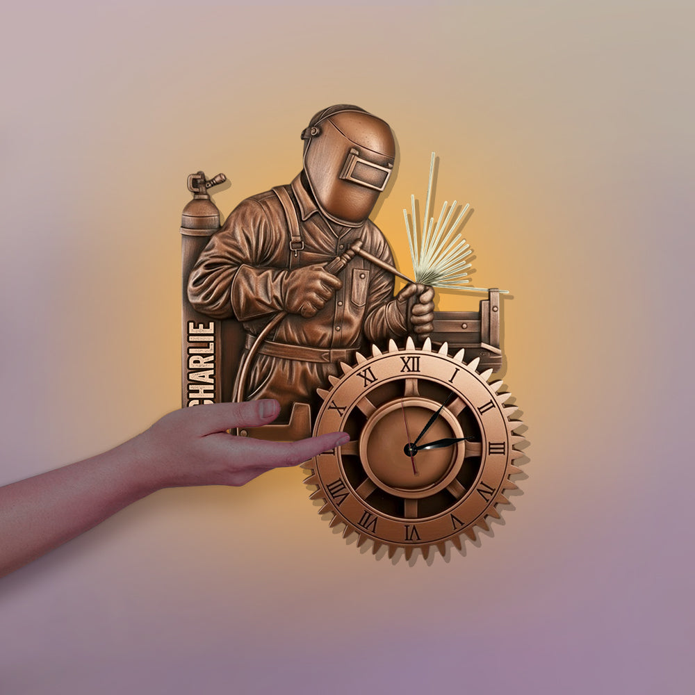 Strongest Welder - Personalized Welder LED Light Wall Clock