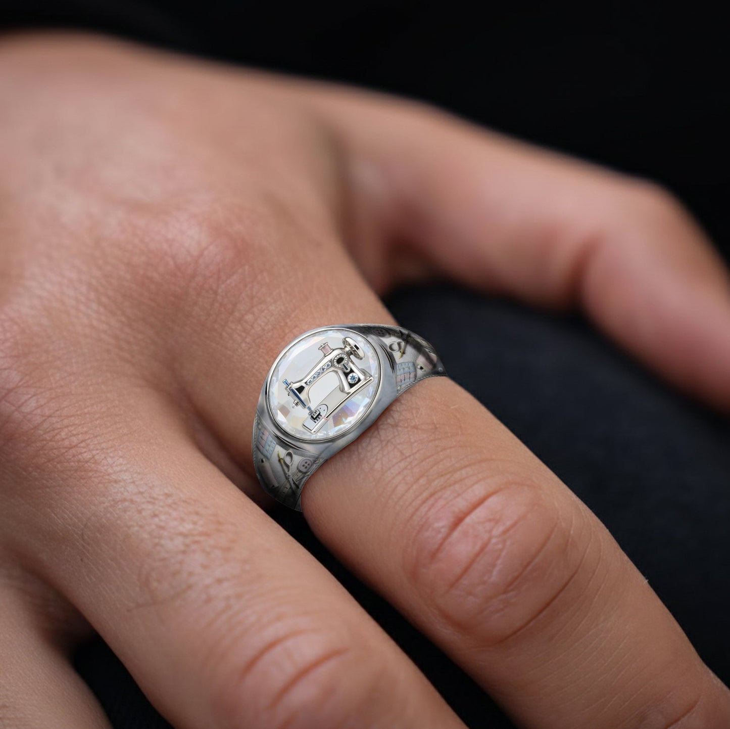 Sewing Is My Therapy - Personalized Sewing Signet Ring