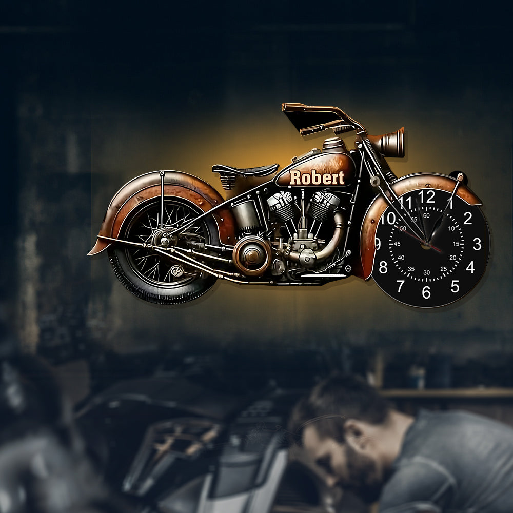 Motorcycle - Good Time, Good Friend, Good Wheel - Personalized Biker LED Light Wall Clock