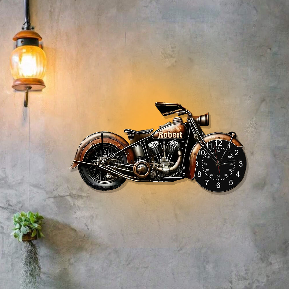 Motorcycle - Good Time, Good Friend, Good Wheel - Personalized Biker LED Light Wall Clock