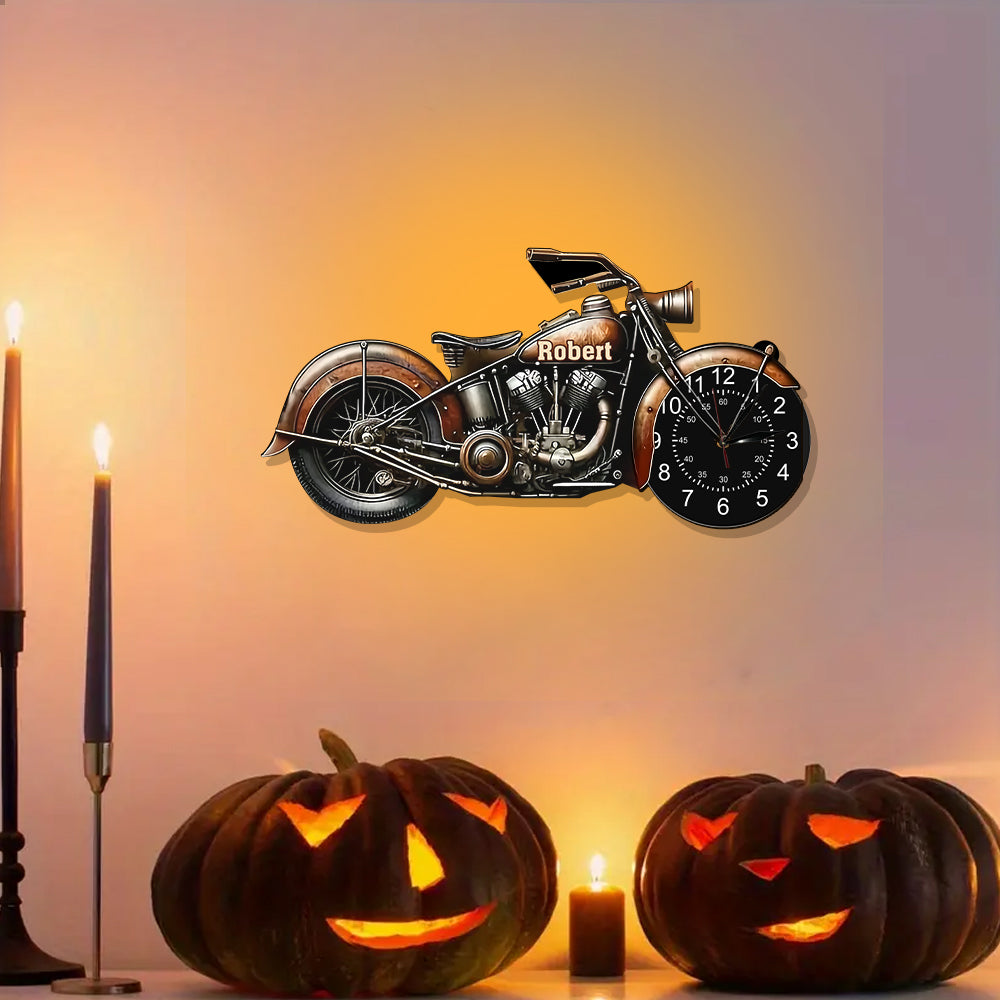 Motorcycle - Good Time, Good Friend, Good Wheel - Personalized Biker LED Light Wall Clock