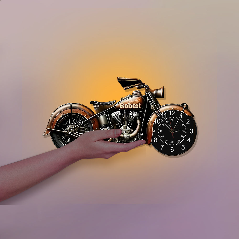 Motorcycle - Good Time, Good Friend, Good Wheel - Personalized Biker LED Light Wall Clock