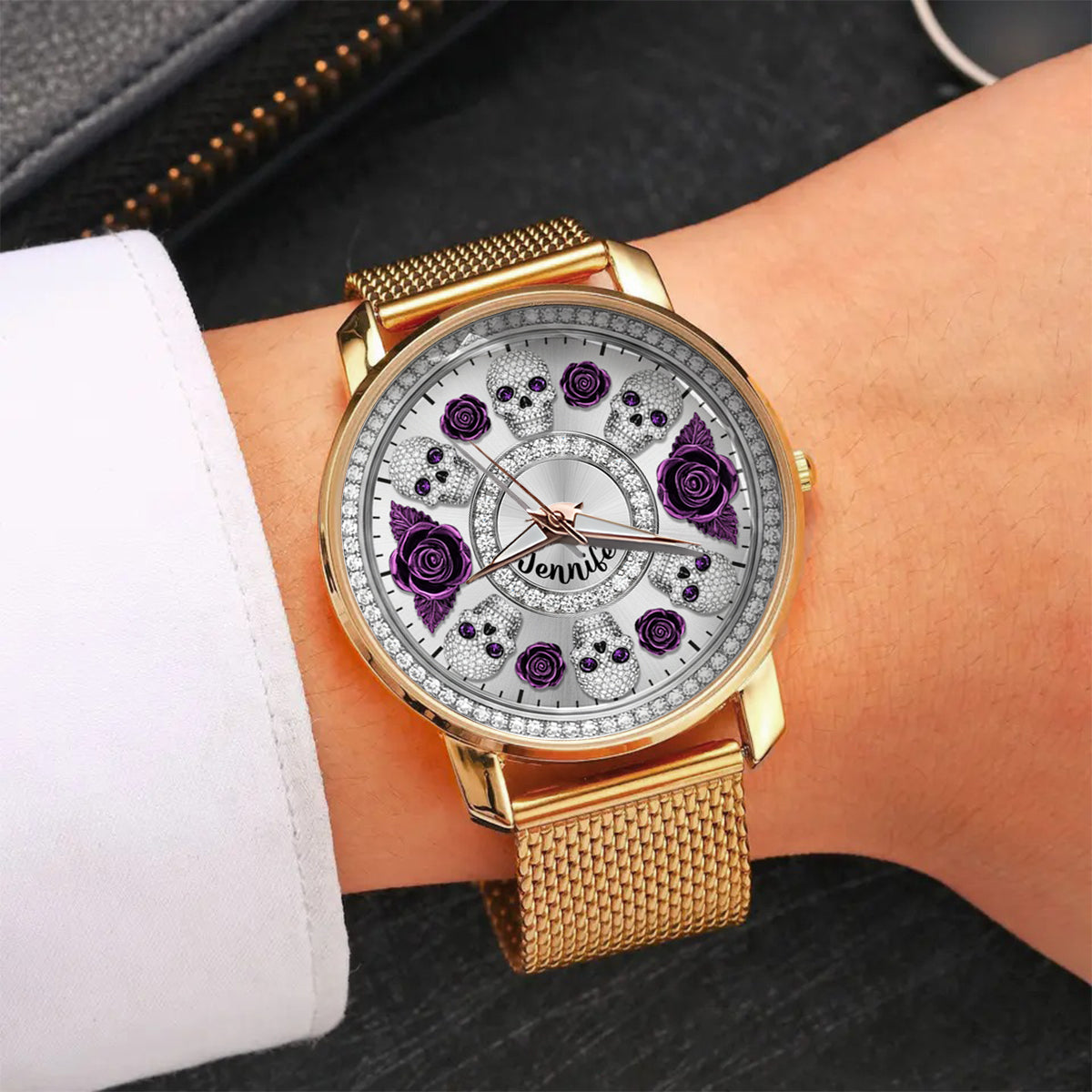 Skull And Roses - Personalized Skull Women Hand Watch