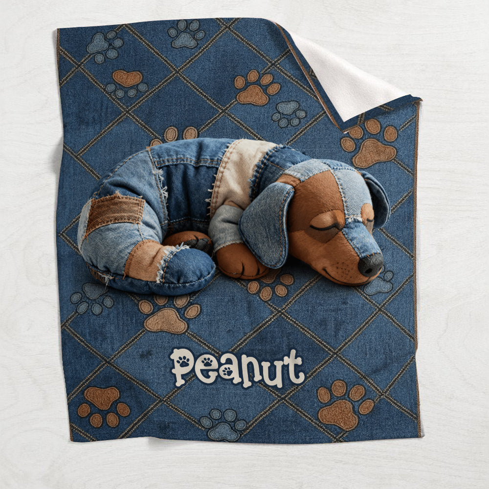 Jeans Quilt Patch Dog - Personalized Dog Blanket