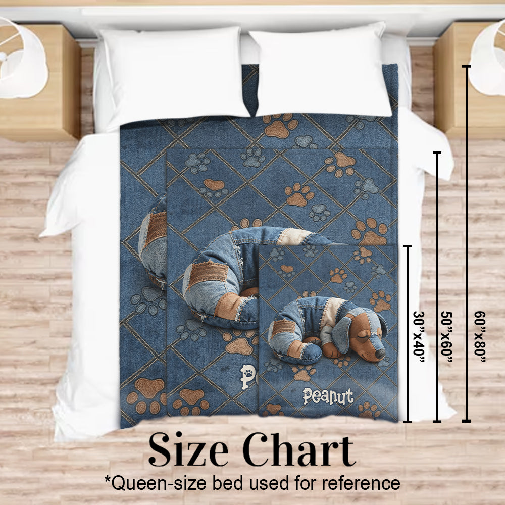 Jeans Quilt Patch Dog - Personalized Dog Blanket