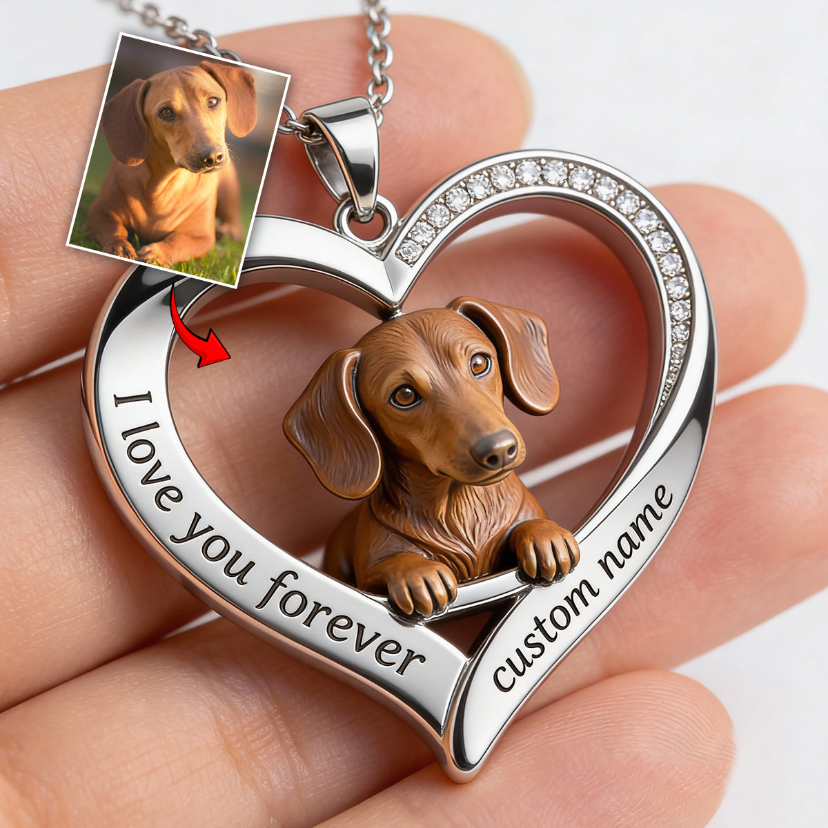 Custom From Any Photo - Personalized Dog Shaped Metal Pendant Necklace