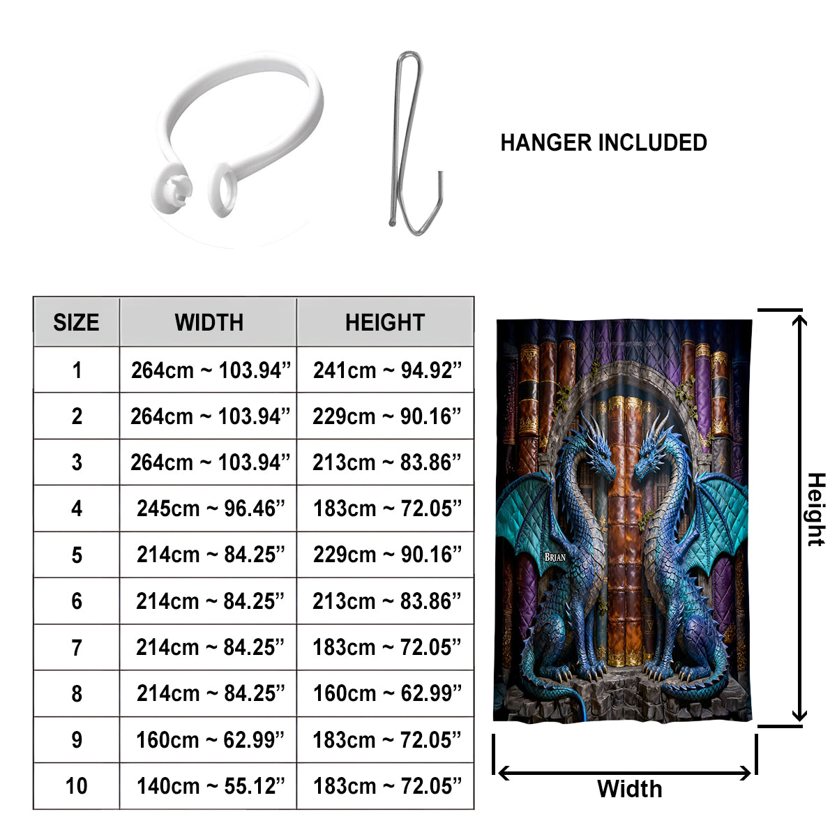 Dragon Book - Personalized Dragon Blackout Window Curtain/ Drapes Set