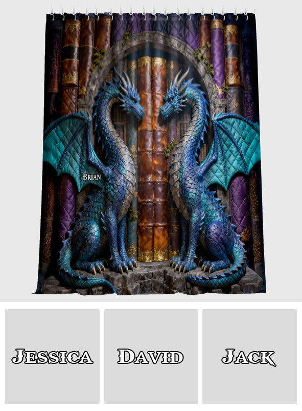 Dragon Book - Personalized Dragon Blackout Window Curtain/ Drapes Set