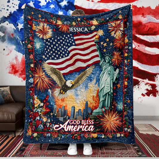 God Bless America - Personalized Bald Eagle Blanket