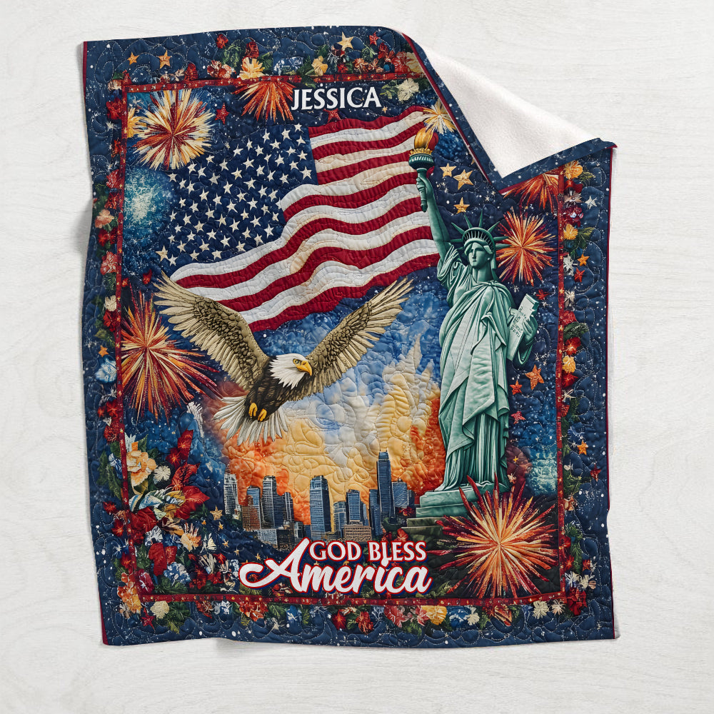 God Bless America - Personalized Bald Eagle Blanket