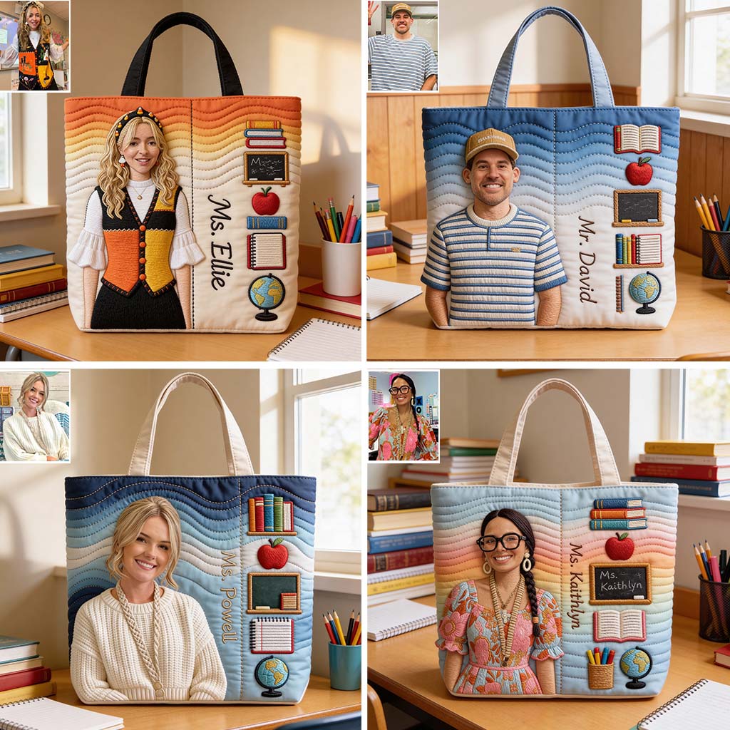 Best Teacher Ever - Personalized Teacher Quilted Tote Bag