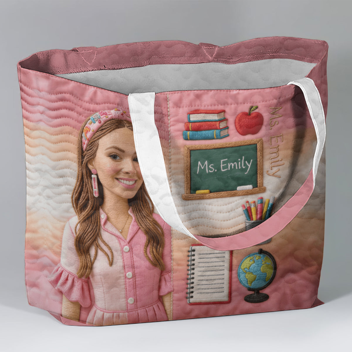 Best Teacher Ever - Personalized Teacher Quilted Tote Bag