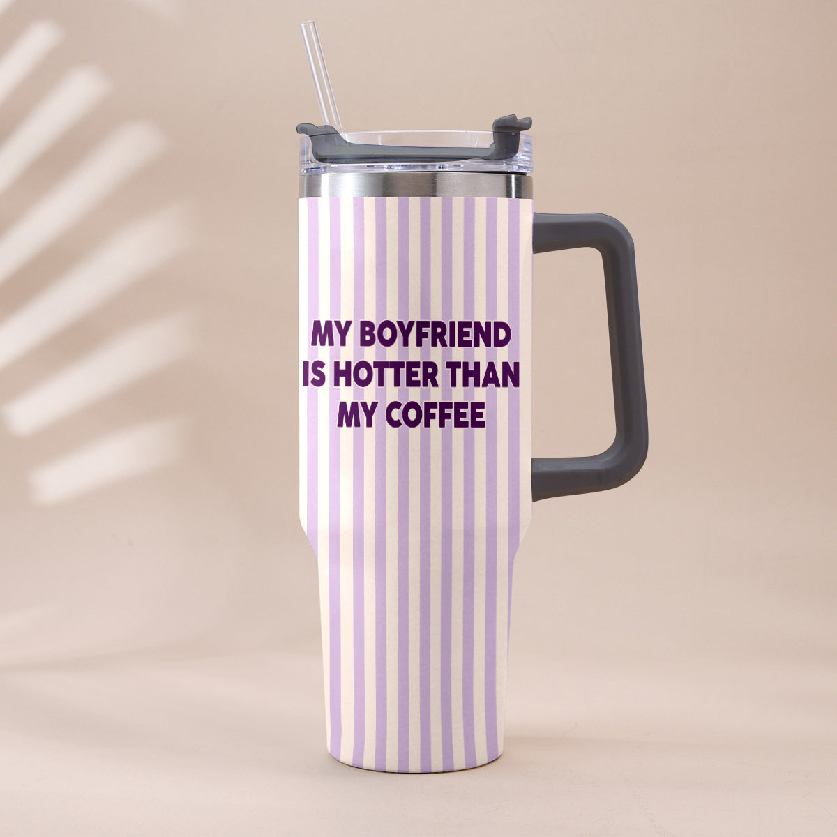 My Husband Boyfriend Is Hotter Than My Coffee Funny Doll - Personalized Couple Tumbler With Handle & Posable Doll