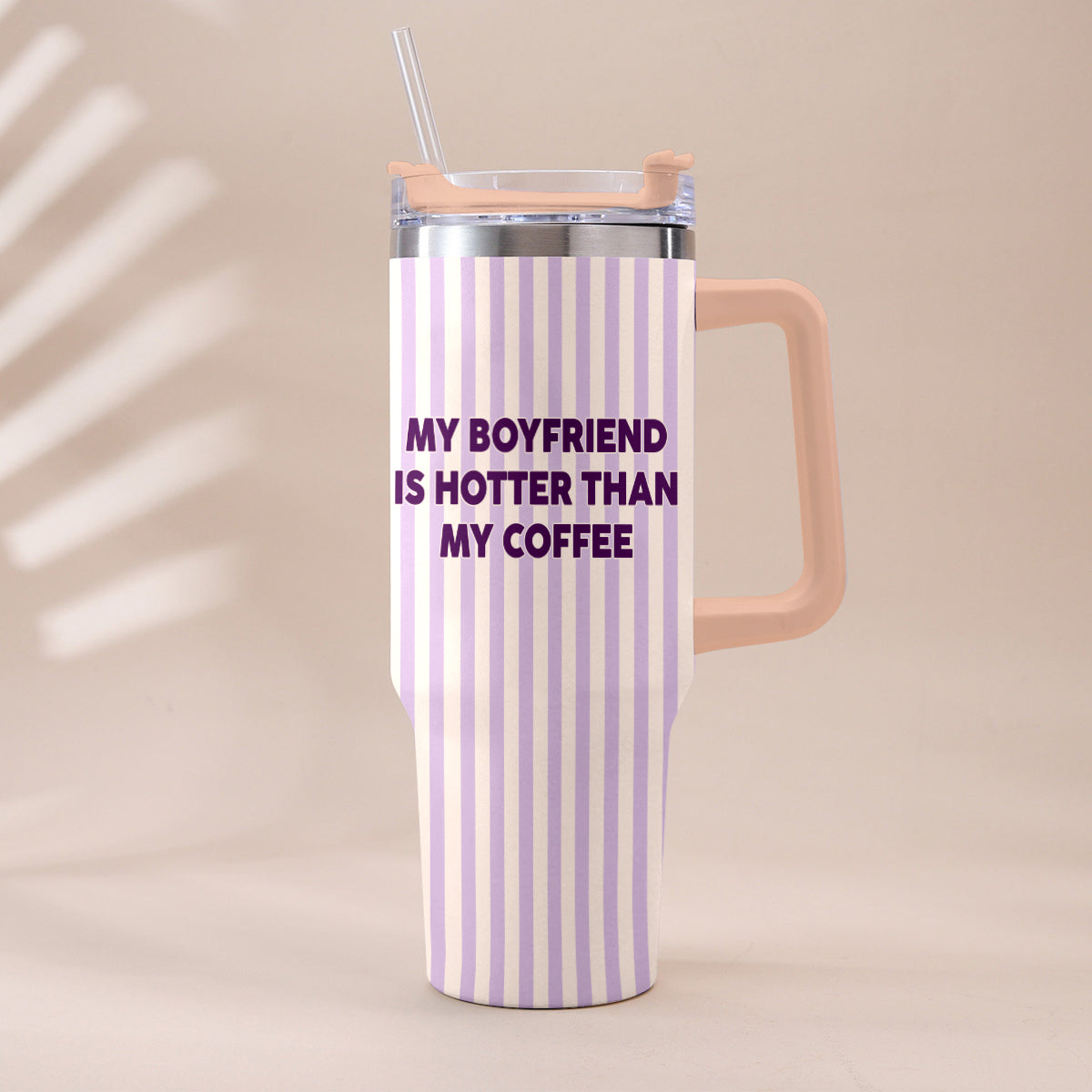 My Husband Boyfriend Is Hotter Than My Coffee Funny Doll - Personalized Couple Tumbler With Handle & Posable Doll