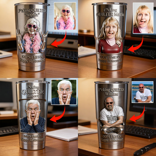 F*cking Quilter Happy Retirement - Personalized Retired Tumbler