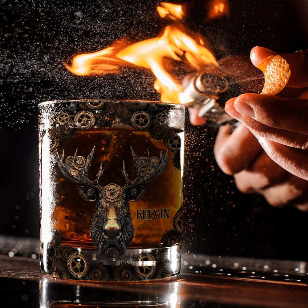 Mechanical Gear Creature - Personalized Hunting Whiskey Glass