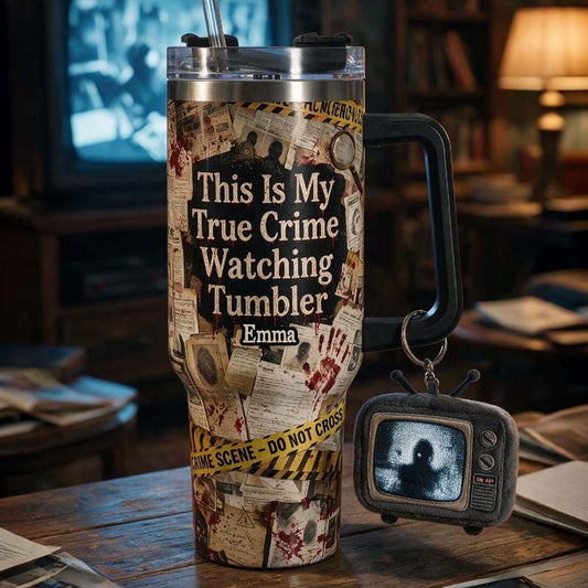 This Is My True Crime Watching Tumbler - Personalized True Crime Tumbler With Plush Charm